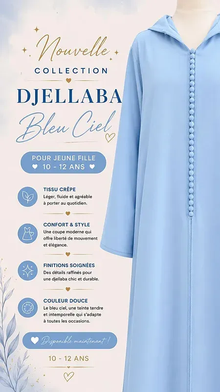 Djellaba Bleu Ciel — RY Kimono