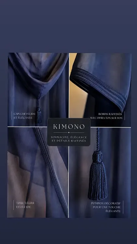 Kimono Mousseline Marine — RY Kimono